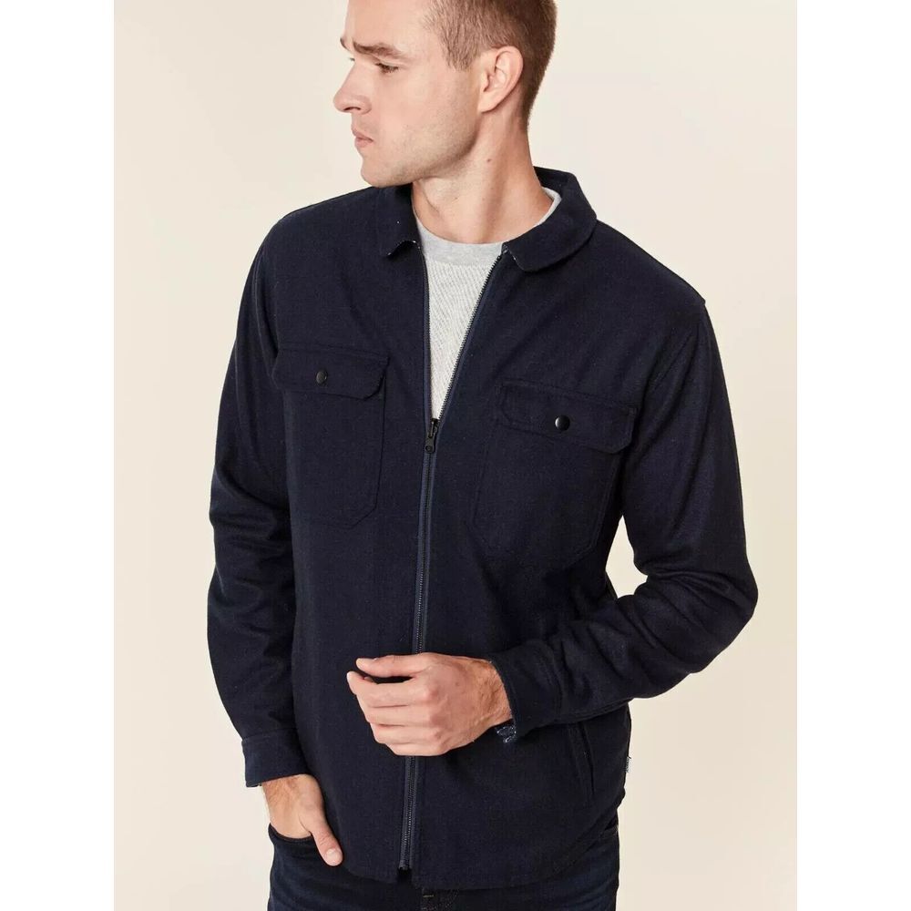 Banks Journal Jack‎ Reversible Lumber Shirt Zip Jacket Shacket Blue  Medium Wool